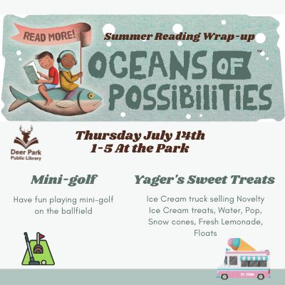 July 14th mini-golf and ice cream truck at the park from 1-5pm